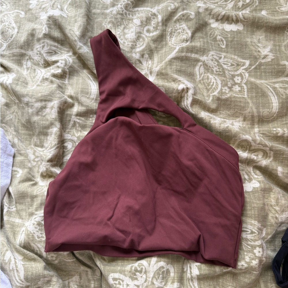 Amazon Essentials One-Shoulder Maroon Bra